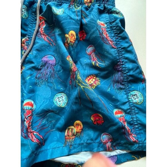 Boardies Fish Shorts M Blue Tropical Swim Trunk Jellyfish Preppy Classic Retro - Picture 5 of 12
